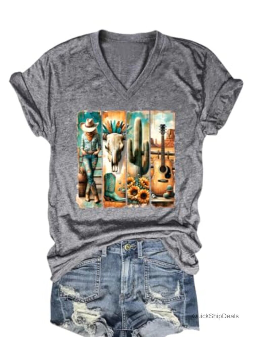 Country Music Graphic Tee Short Sleeve Cowgirl T-Shirt Cotton Blend Loose Fit